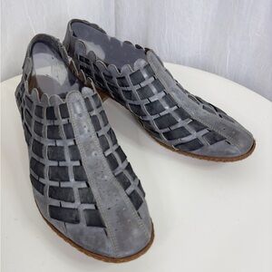 RIEKER Sina Leather Woven Slip on Sandals